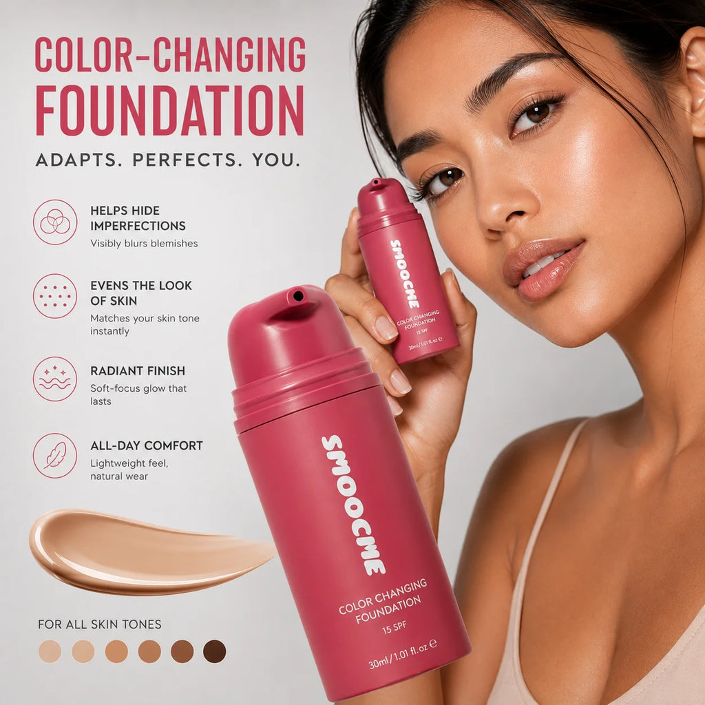 Long Lasting Color Changing Foundation Lightweight Liquid Texture Self Match Skin Tone Moisturizing Flawless Makeup Base