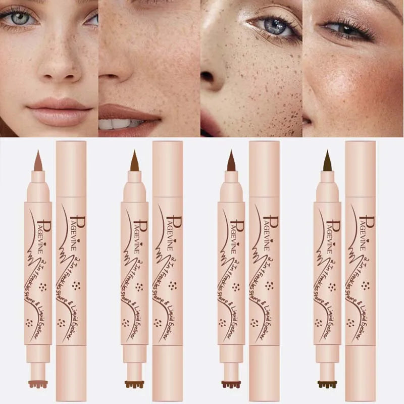 Double-end Freckles Stamp Pen Makeup 3-IN-1 Eyeliner Freckle Seal Waterproof Face Concealer Contour Natural Brown Freckle Makeup