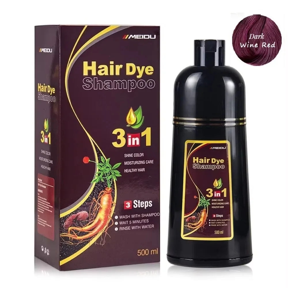 Meidu 3 In 1 Instant Coloring Shampoo Natural Black Color for Men Women Hair Dye Herbal Brown Purple Hair Dye Hair Dye Shampoo dylinoshop