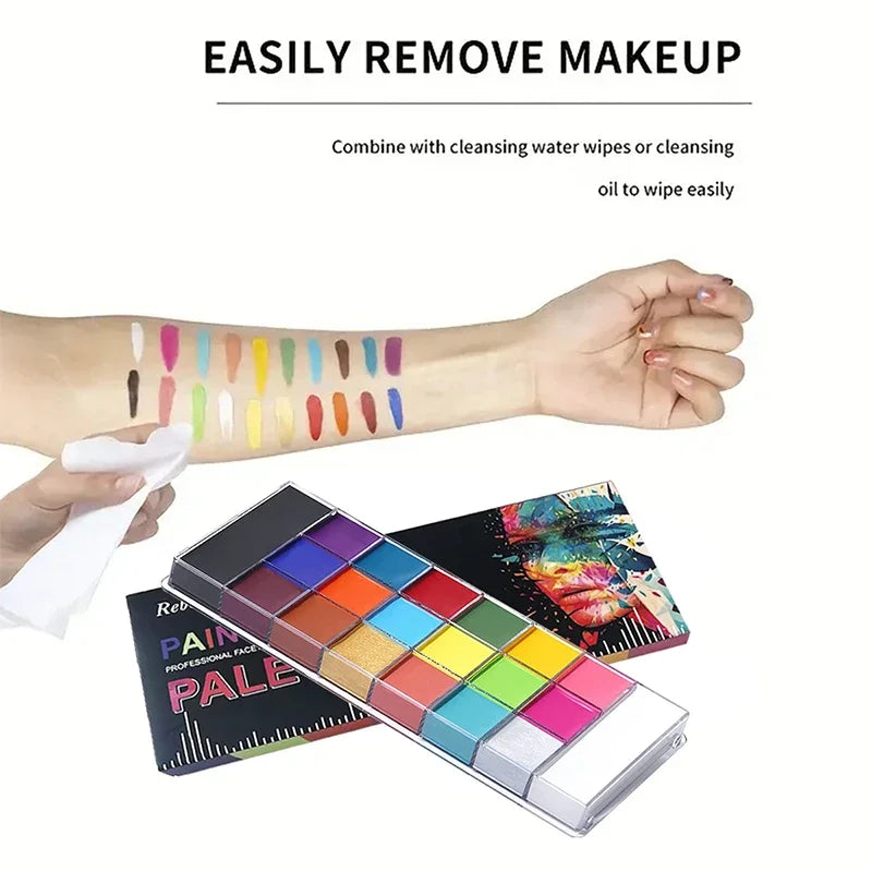 Face Body Oil Paint Painting,20 Colors Face Paint Non-toxic Kids Flash Tattoo Paint with Brush Halloween CosplayArtistic Makeup