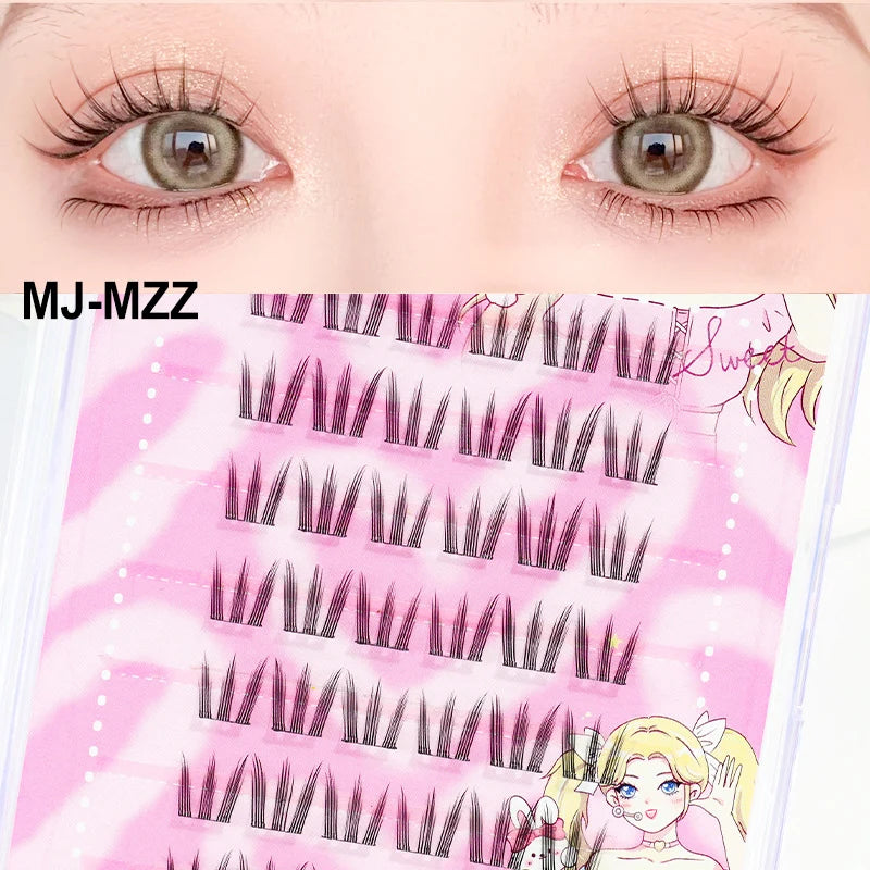 Self-Adhesive Cluster Lashes Soft Idol Style Reusable No-Glue Individual Clusters Natural Volume Korean Makeup False Eyelashes