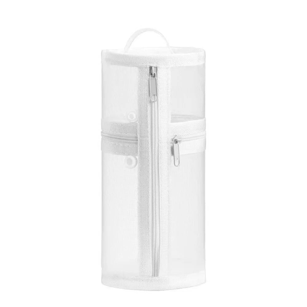 Mesh Dual-use Makeup Brush Storage Bag Portable Brush Case Simple Large Capacity Brush Bucket Holder Travel Stand-up Pouch