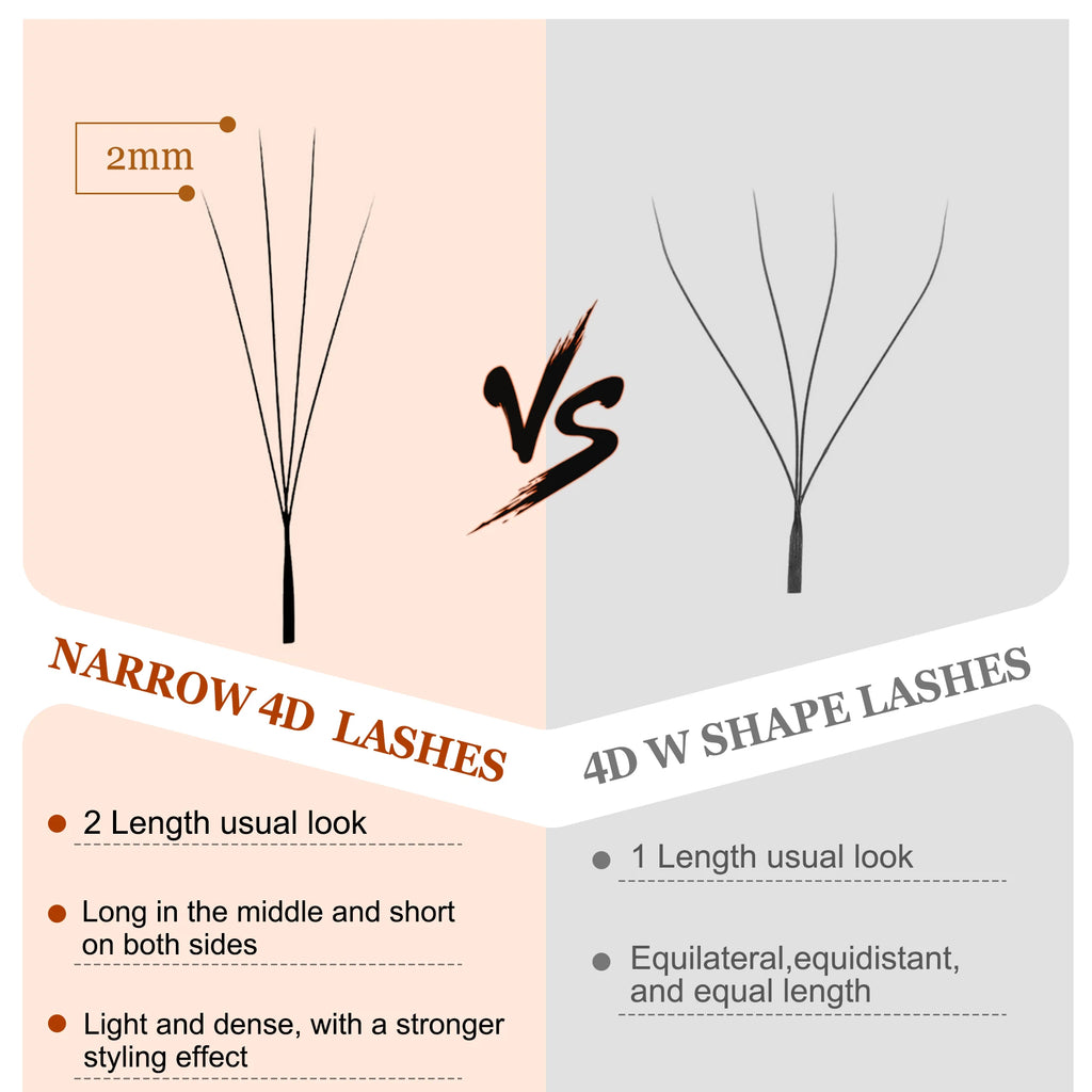 CoMango Narrow 4D W Shaped Russian Volume Eyelashes Extension Premade Fans Lashes Natural Faux Mink Lashes Makeup Products