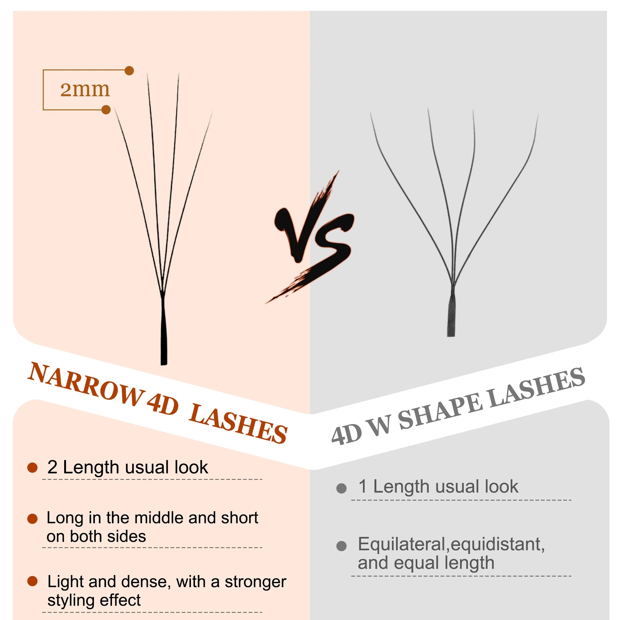 CoMango Narrow 4D W Shaped Russian Volume Eyelashes Extension Premade Fans Lashes Natural Faux Mink Lashes Makeup Products