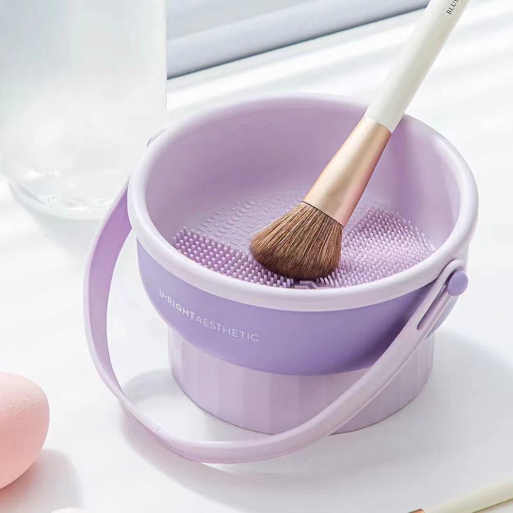 Silicone Makeup Brush Cleaning Bowl & Drying Set with Storage Shelf dylinoshop