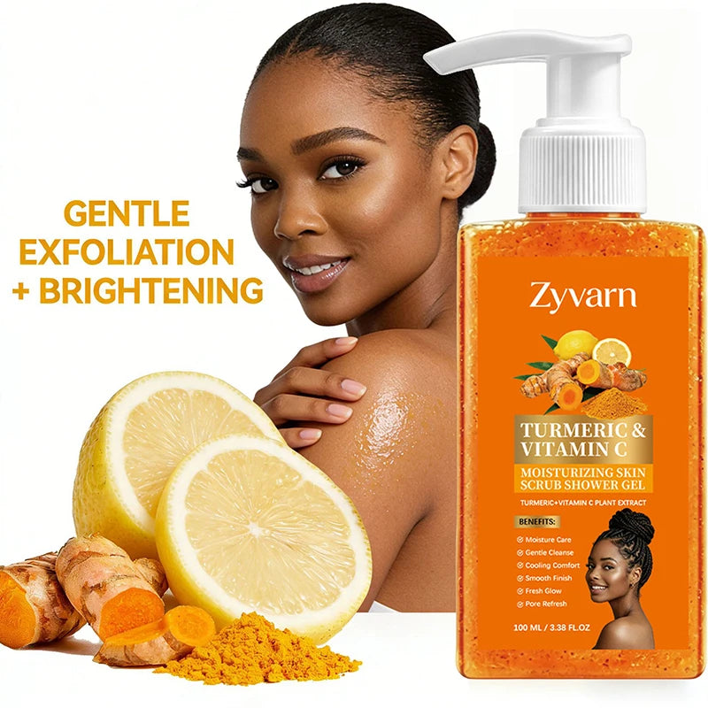 Turmeric Orange Vitamin C Body Wash Fresh Fragrance Shower Gel Moisturizing Brightening Exfoliating Deep Cleaning Smooth Skin
