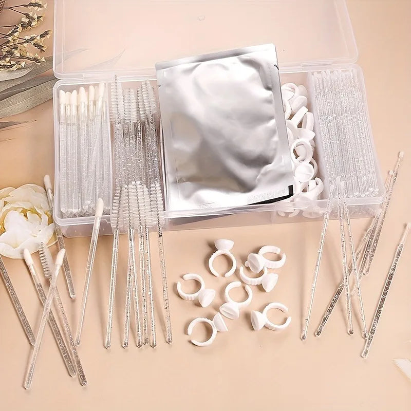 130 pcs set  Glue Tweezer  Organizer makeup With Cover Rectangle Vertical 5 Grid Eyelash Extension Tool Storage BoxHolder Makeup