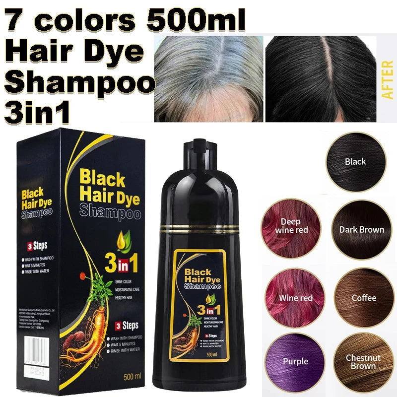 Meidu 3 In 1 Instant Coloring Shampoo Natural Black Color for Men Women Hair Dye Herbal Brown Purple Hair Dye Hair Dye Shampoo dylinoshop