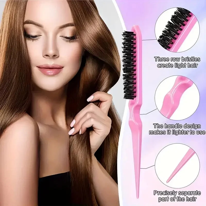 6pcs/Set Hair Brush Set Hairdressing Spray Bottle Hair Braiding Loop Rat Tail Comb Teasing Hair Brsuh Edge Control Hair Brush dylinoshop