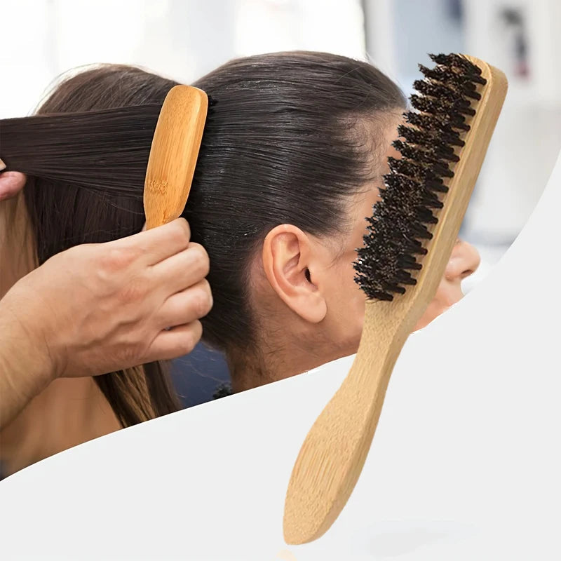 Brown Pointed-Tail Bristle Comb - Unisex, Smooth & Anti-Static, No Tangles No Hair Damage, Home Use dylinoshop