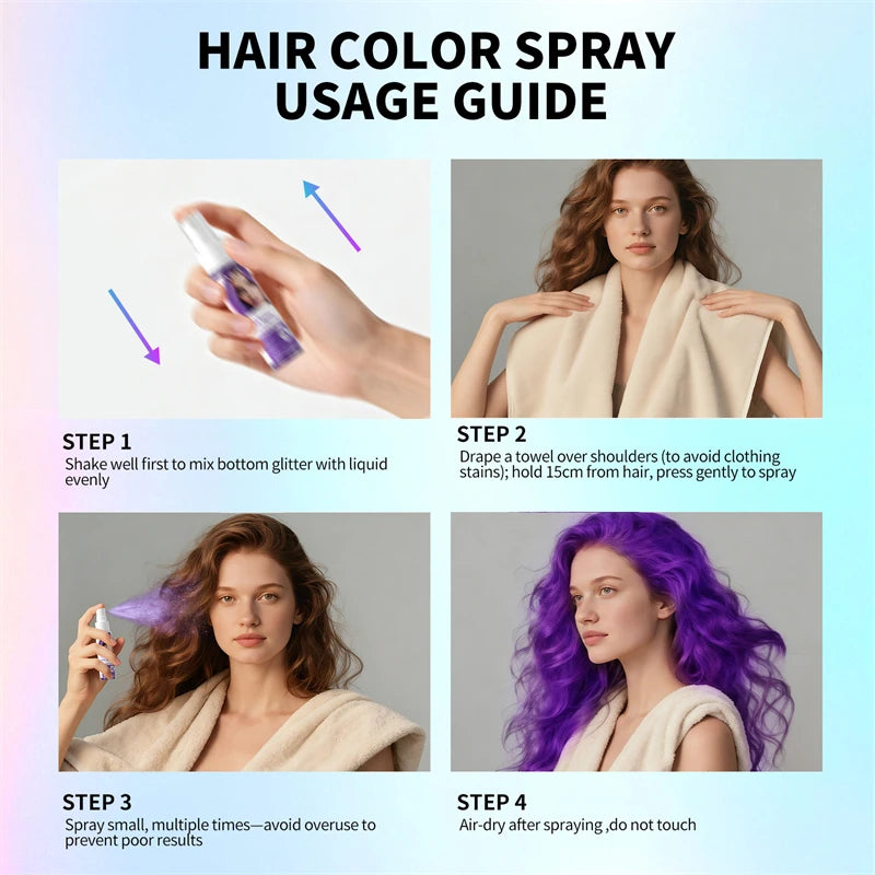 Halloween Hair Color Spray Disposable Hair Dye Spray DIY Hair Color Liquid Washable 8 colors Hair Styling Spray Beauty Makeup