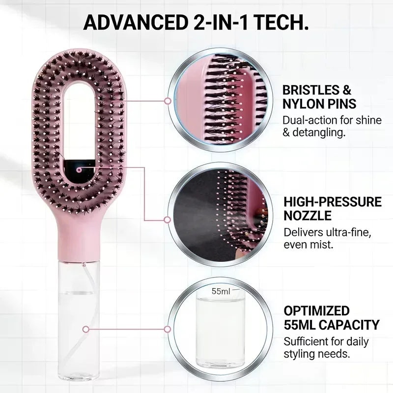 2in1 Sprayer Comb Detangling Scalp Massage Hairbrush with Spray Bottle Essential Oil Water Mist Spray Brush Anti-static Summer dylinoshop