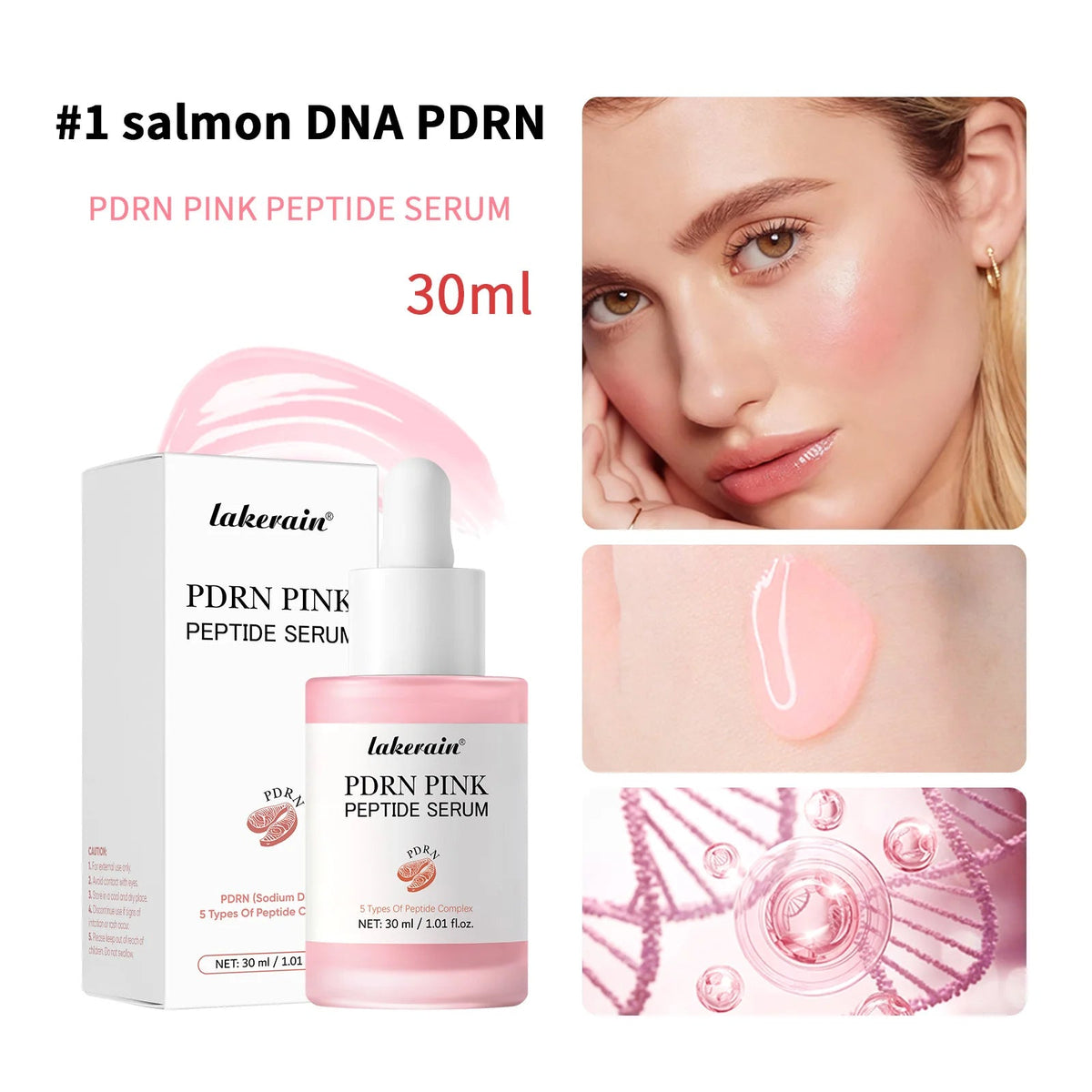 Salmon DNA PDRN Pink Peptide Serum Pink Glow Serum Remove Skin Darkness Hydrating Moisturizing Firming Korean Skincare 
