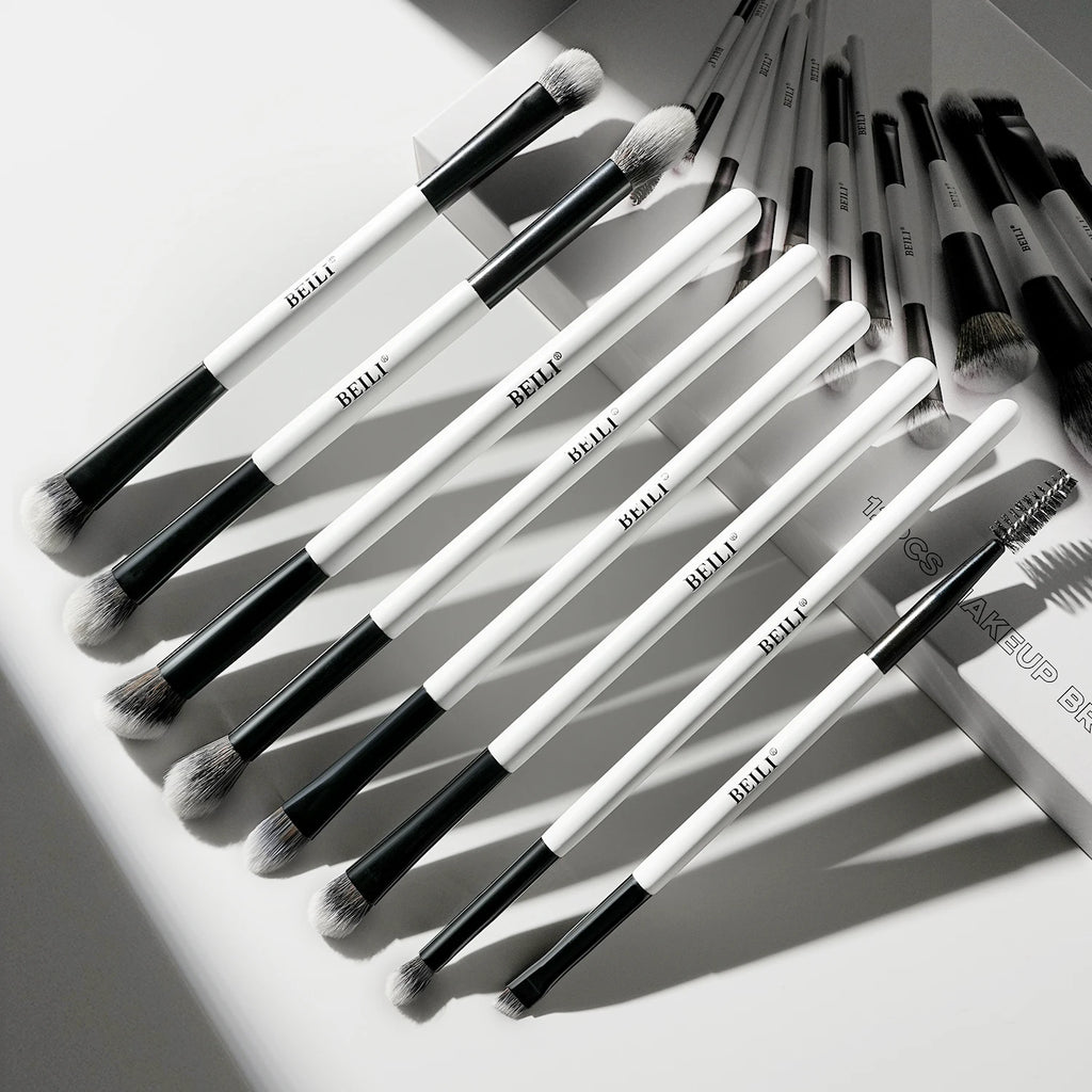 BEILI Dual-ended Makeup Brush Set Professional 12 Pcs Vegan Contour Foundation Powder Eyebrow Bronzer Brushes Cosmetics Kit