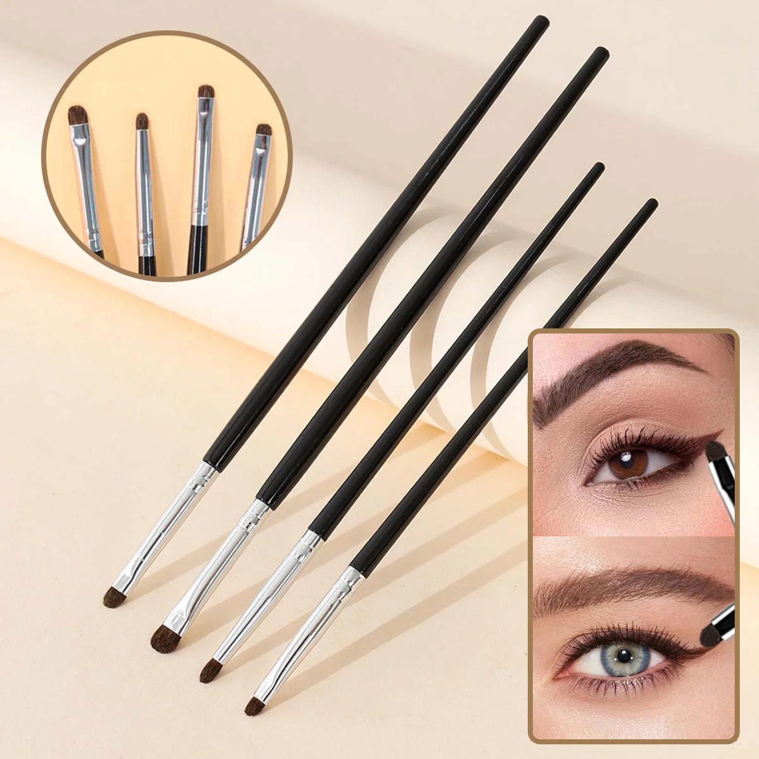 4 pieces of eyeshadow blending brushes, eye shadow brushes with silkworm details, delicate and soft makeup tools
