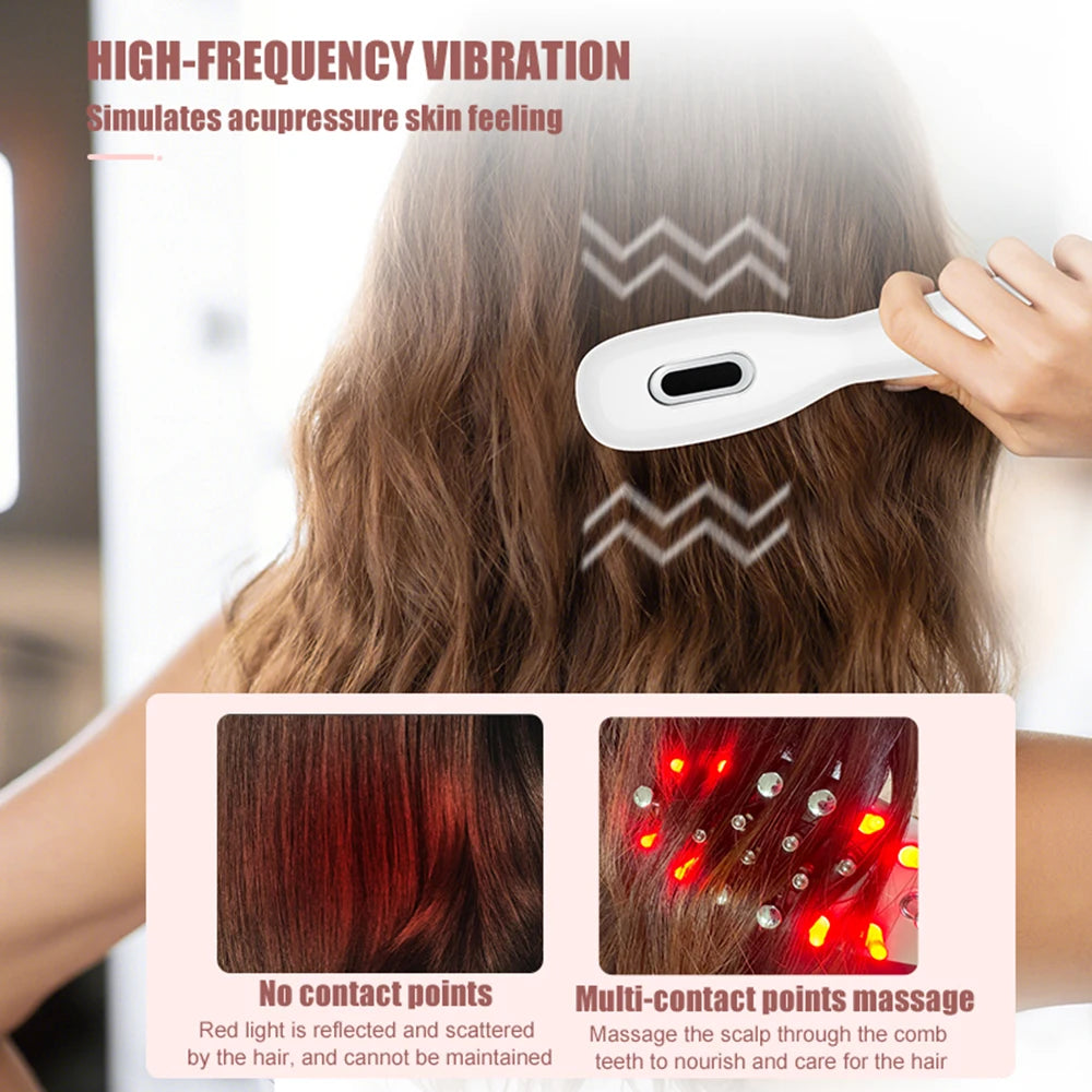 Electric Scalp Massage Comb with LED Light, Vibration & Oil Applicator