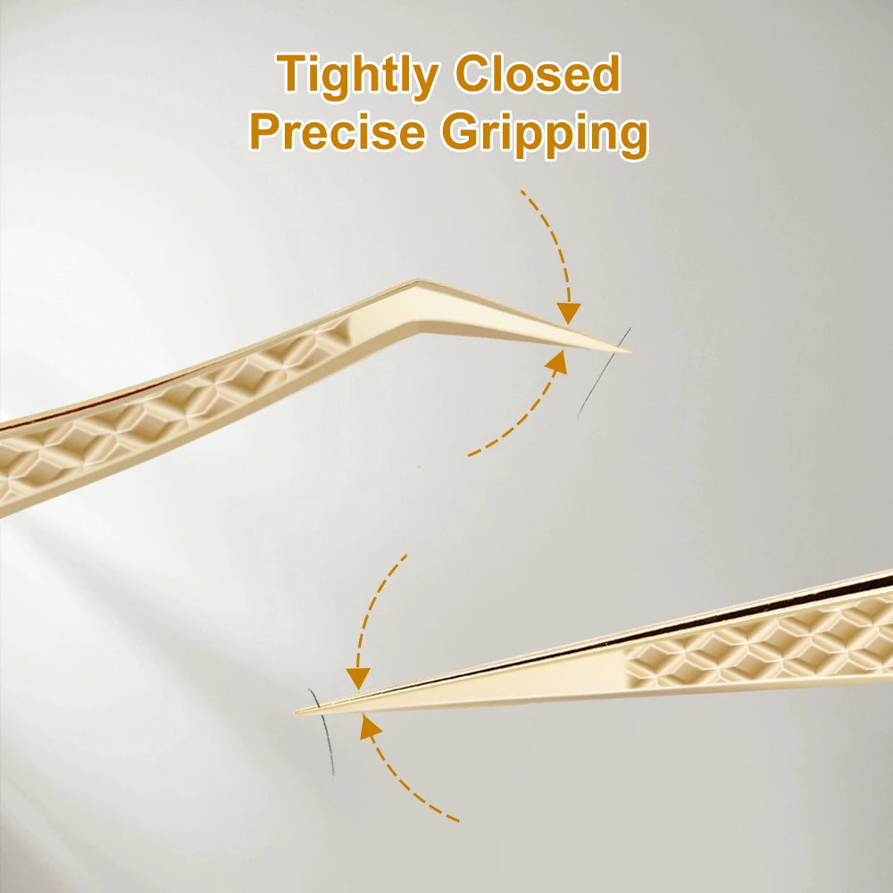 Lashtalk Precision Fiber Tip Tweezer Eyelash Extensions Diamond Grip Anti-Slip Premium Gold Stainless Steel Makeup From Nagaraku