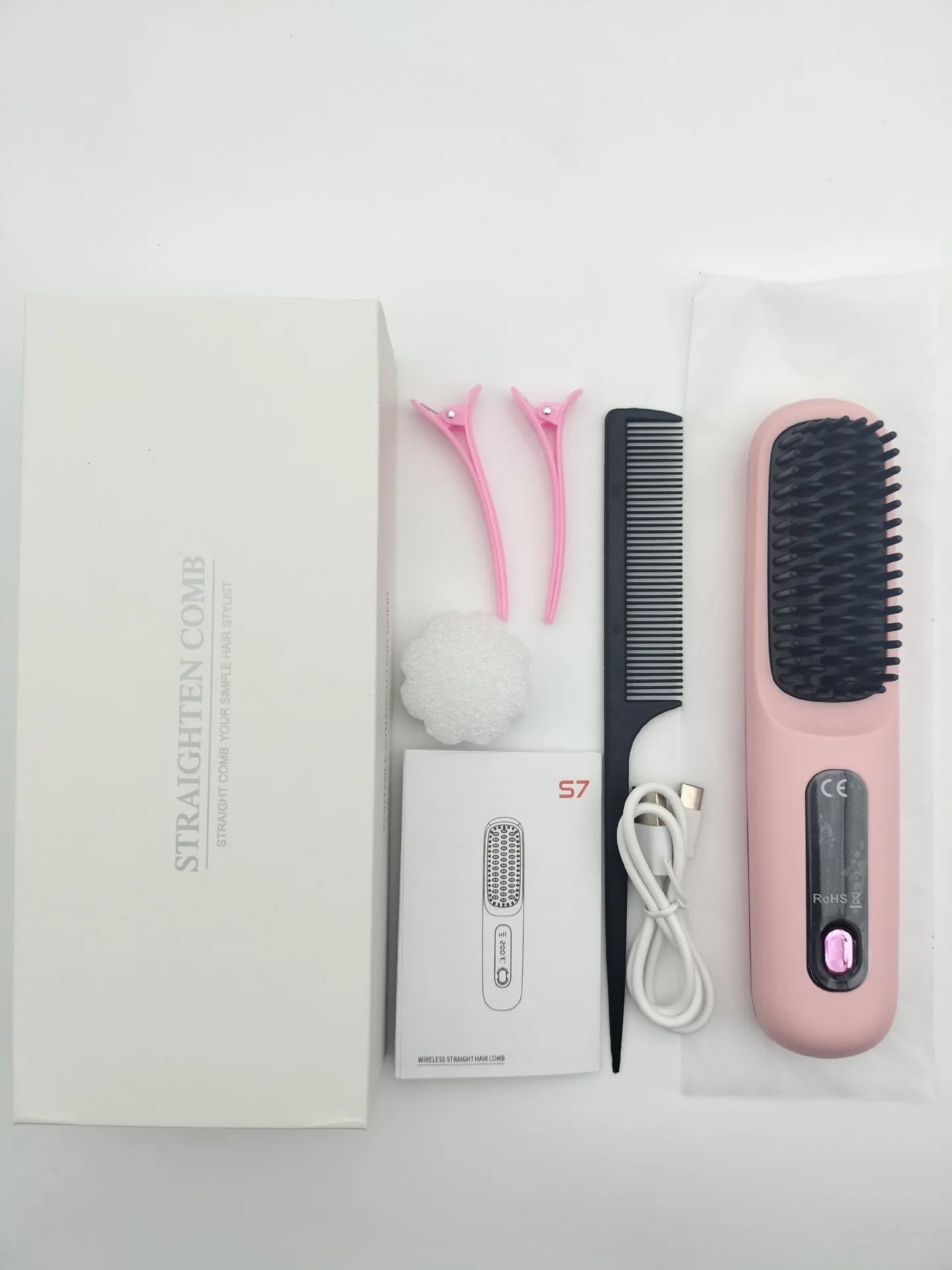USB Rechargeable Cordless Hair Straightening Brush – Titanium Coated