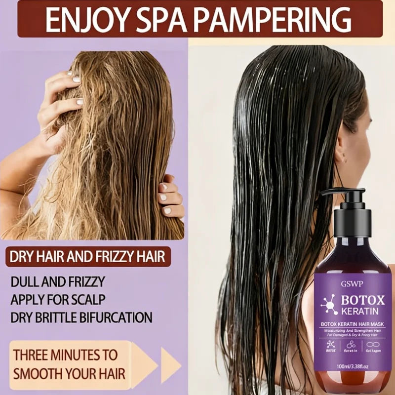 GSWP Botox Keratin Hair Mask, moisturizes and strengthens damaged hair, reduces frizz, split ends and tangles.100ml/200ml dylinoshop
