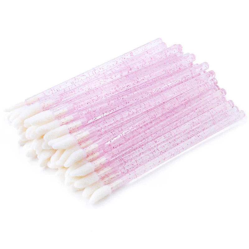 50Pcs Crystal Eyelashes Brushes Individual Lash Removing Cleaning Mascara Applicator Lip Brushes Makeup Eyelash Extension Tools