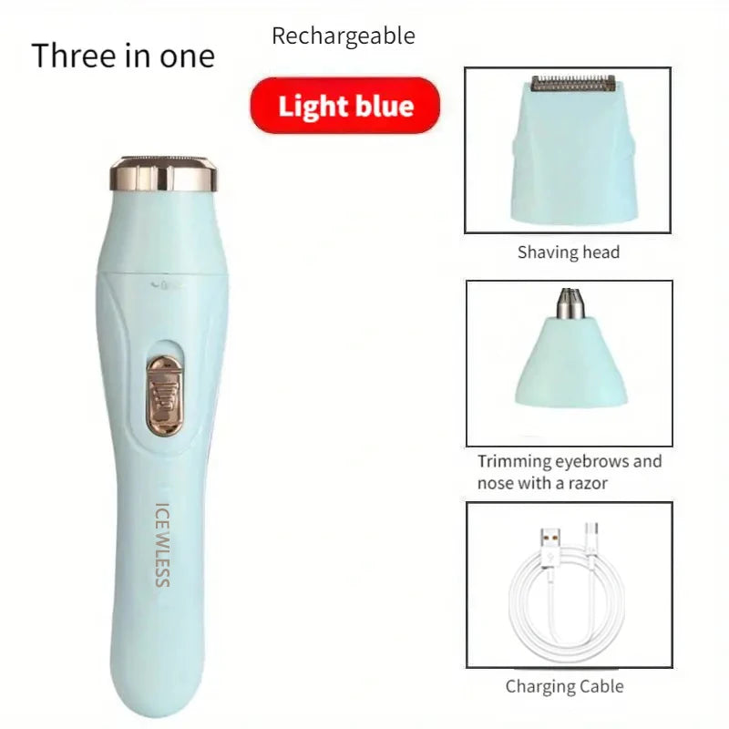 Women's 3-in-1 USB Rechargeable Trimmer – Underarm, Eyebrow & Nose Hair
