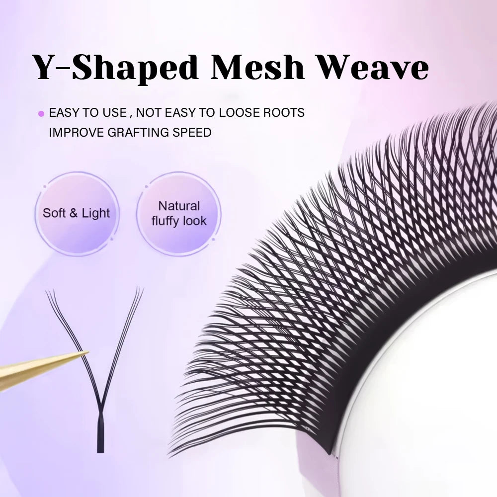 MASSCAKU U Shape YY Eyelashes 0.07mm Thickness Premade Fans Volume Lashes Extension Wispy Mink Self Fanning Eyelash for Makeup
