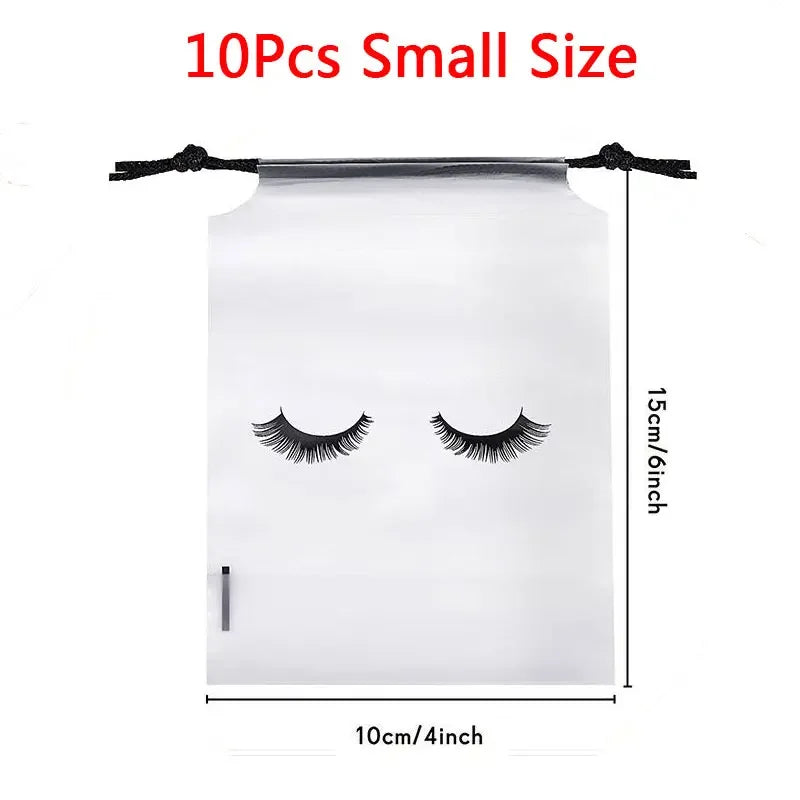 10pcs Eyelash Aftercare Storage Bags With Drawstring Waterproof EVA Plastic Travel Packing Bags Portable Cosmetic Makeup Pouch