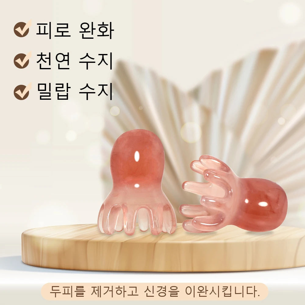Cute Octopus Scalp Massage Comb (Resin)｜Korean Hair Care, Stress Relief, Anti-Hair Loss, Portable Head Massager for Home & Trave dylinoshop