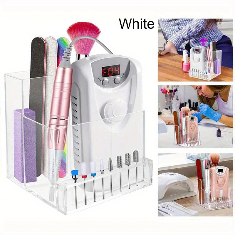 1PC Nail Drill Bits Holder Display Clear Nail Display Box Transparent Makeup Organizer Nail Manicure Tools Acrylic Nail Display
