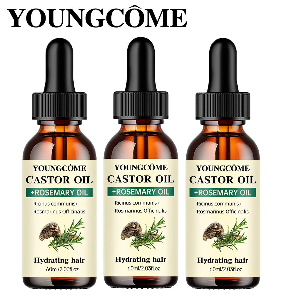 Mix Castor Oil and Rosemary Oil for Hair Growth Enhances hair thickness and Shine, Reduce Hair Loss and Split Ends Hair Care Oil dylinoshop