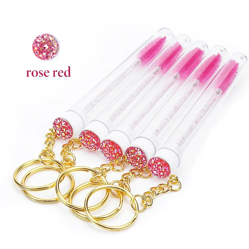 10-Pack Mascara Wand Brushes with Keychain Tube Case - Nylon Lash & Brow Applicators dylinoshop
