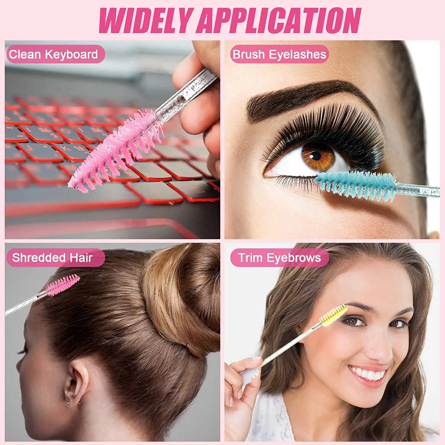 50/100/200pc DIY Eyelash Brush Tube by Yourself, No Decoration Mascara Eyelash Wands Eyebrow Brush Replaceable Dust-proof Makeup