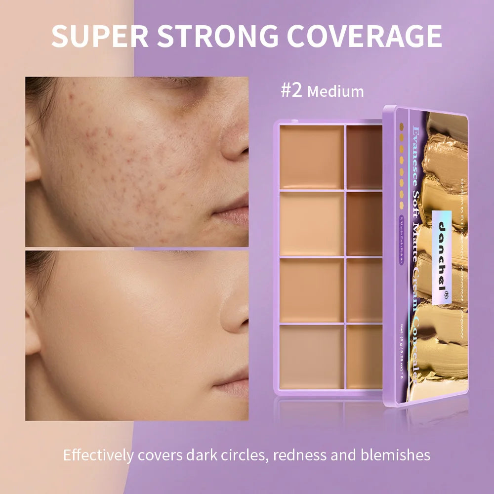 Concealer Palette Waterproof Long-lasting Foundation Matte Moisturizing Lightweight Breathable Look Multi-shade Concealer Disk