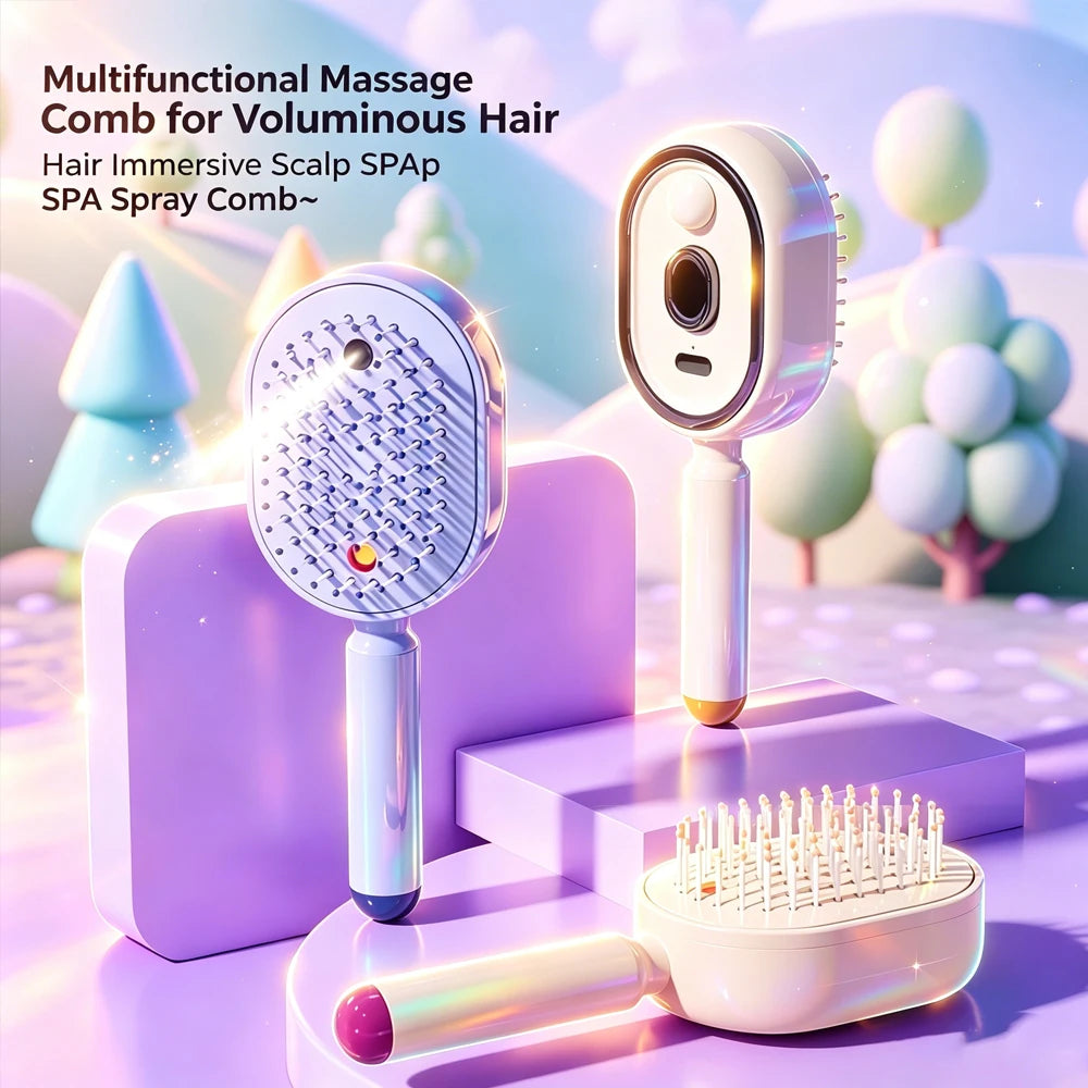 3-in-1 Electric Spray Scalp Massage Comb with Essential Oil Mist