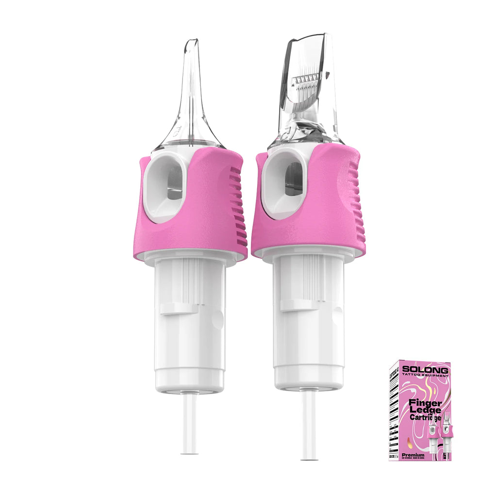 Solong Tattoo 40PCS Disposable Sterile Tattoo Cartridge Needles Pink With Finger Cuff RL/RS/RM Permanent Makeup Art Tattooing
