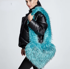 2025 Oversized Faux Fur Heart-Shaped Tote Bag 