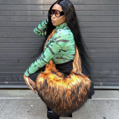 2025 Oversized Faux Fur Heart-Shaped Tote Bag 