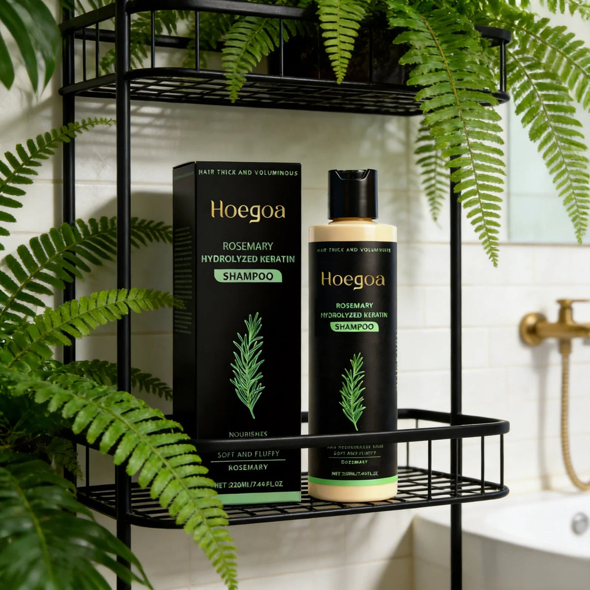 Hoegoa Rosemary Hydrolyzed Keratin Shampoo Strengthening Hair Cleaning Lightweight Hair Loss Treatment Hair Regrowth Shampoo dylinoshop