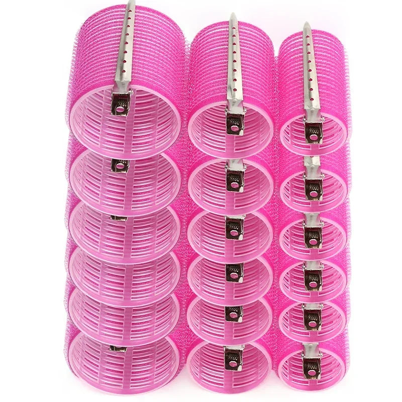 28pcs/Set Hair Roller Sets 18pcs Plastic Self Grip Hair Curlers 3 Sizes Hair Rollers 10pcs Metal Clips DIY Hairdressing Tools dylinoshop