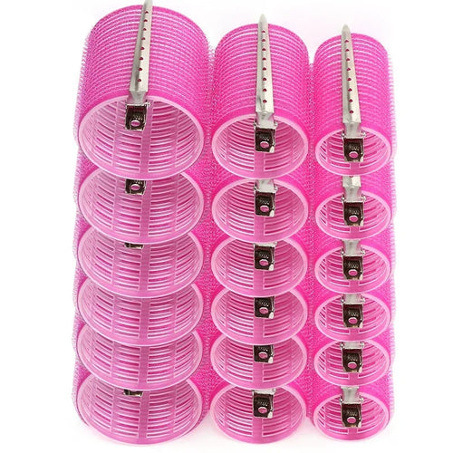 28pcs/Set Hair Roller Sets 18pcs Plastic Self Grip Hair Curlers 3 Sizes Hair Rollers 10pcs Metal Clips DIY Hairdressing Tools dylinoshop