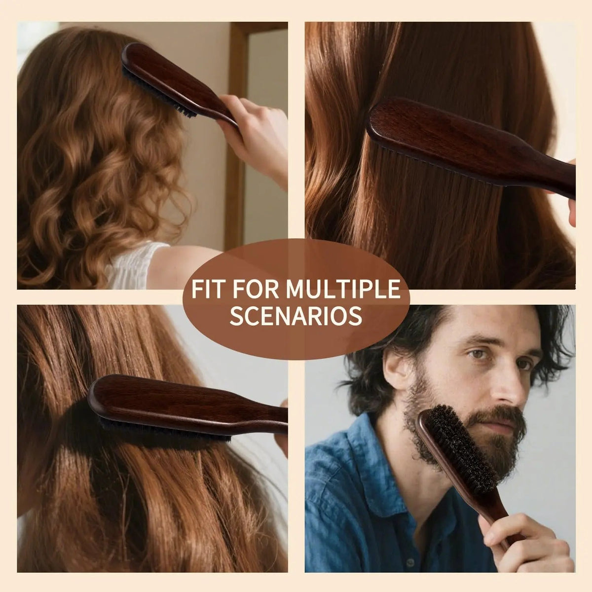 Boar Bristle Hair Brush (Unisex) - Fragrance-Free Professional Barber Styling Bristle Brush, Suitable for Thick/Fine Hair dylinoshop