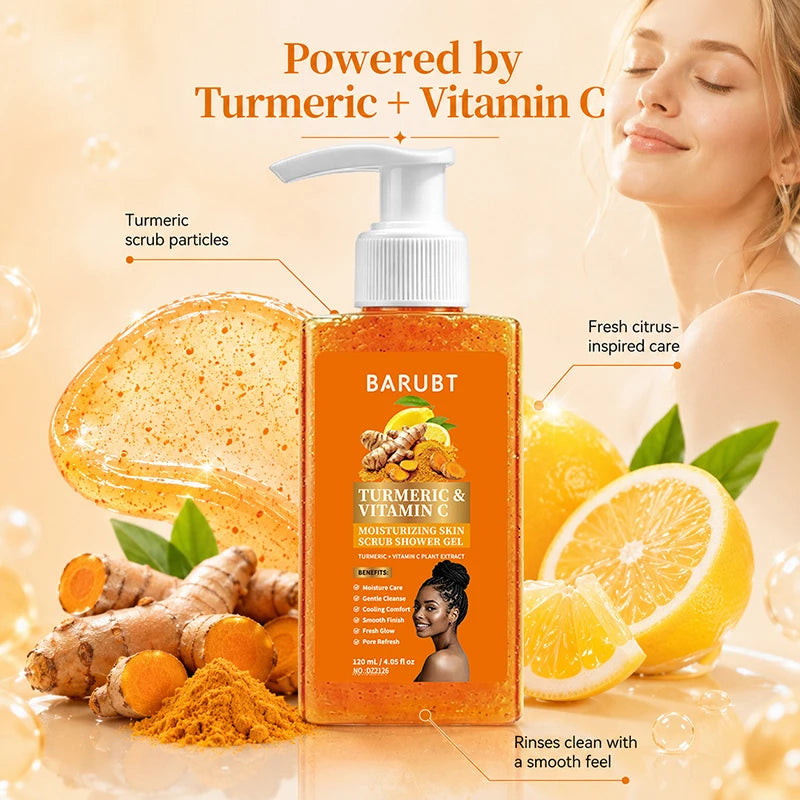 Turmeric Orange Vitamin C Body Wash Fresh Fragrance Shower Gel Moisturizing Brightening Exfoliating Deep Cleaning Smooth Skin