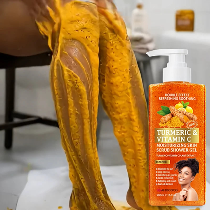 Turmeric Orange Vitamin C Body Wash Fresh Fragrance Shower Gel Moisturizing Brightening Exfoliating Deep Cleaning Smooth Skin