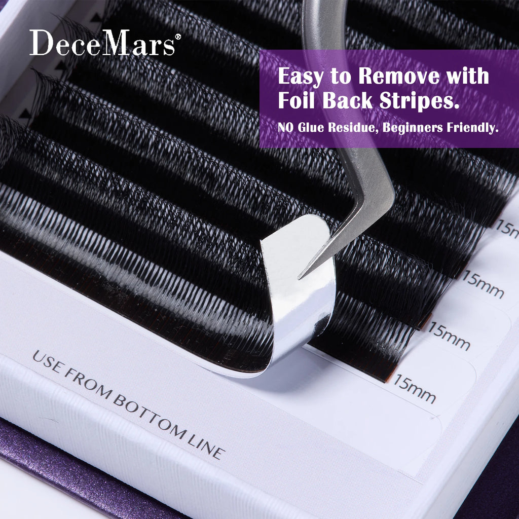 DeceMars V-shaped 5D Eyelash Extensions Matte Black 12 Rows/Tray for Makeup