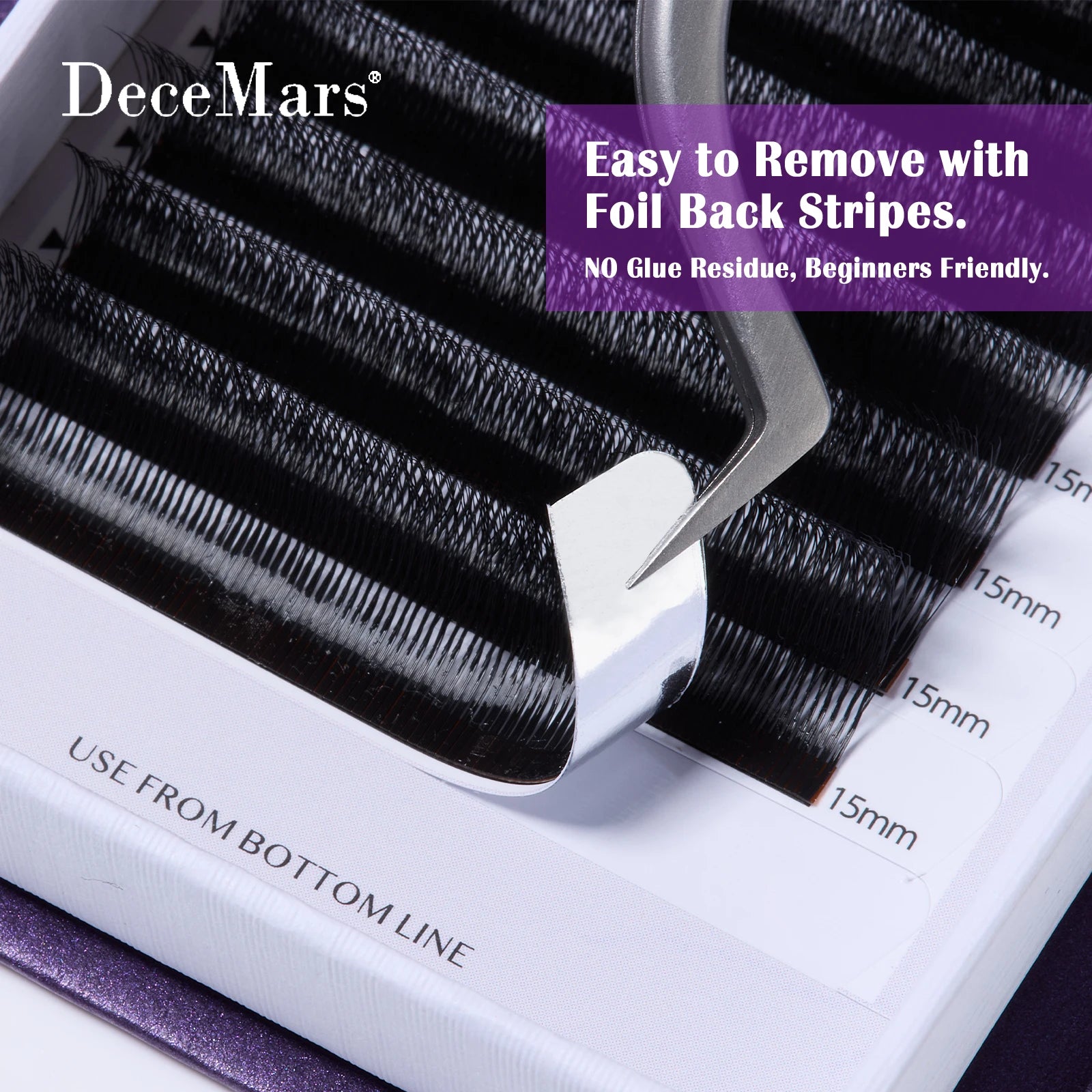 DeceMars V-shaped 5D Eyelash Extensions Matte Black 12 Rows/Tray for Makeup