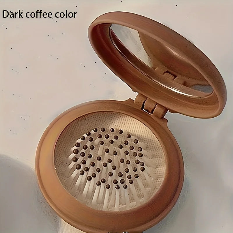 Mini Portable Folding Travel Hair Brush with Mirror for Women Lightweight Plastic Dual Fold Design for Outdoor Use Hand Washable dylinoshop