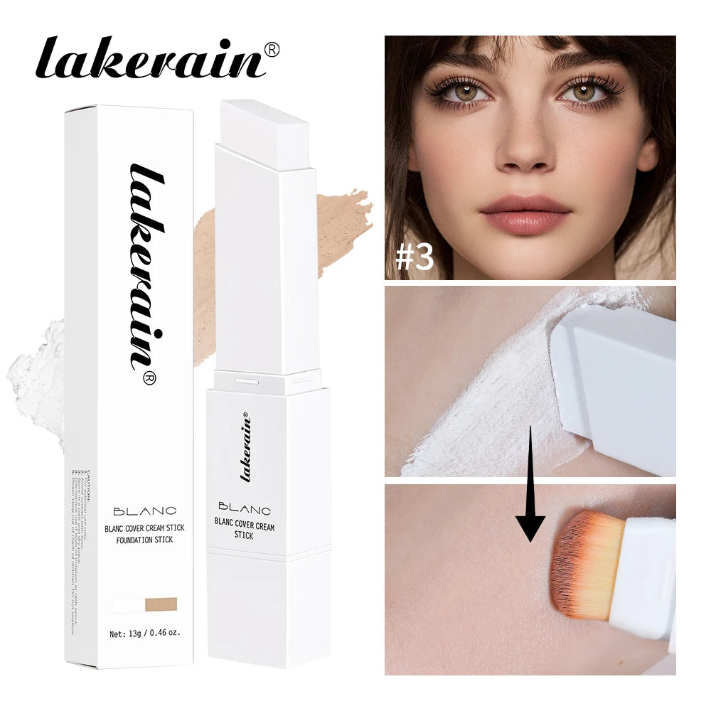 Foundation Stick Color Changing Foundation Detachable Brush Blanc Cover Cream Stick High Coverage Smoothly Blending Base Makeup