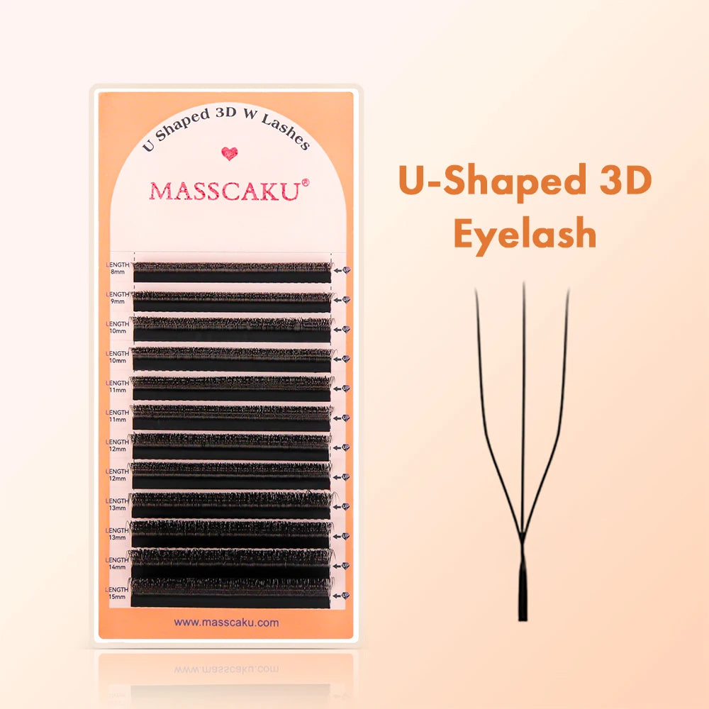MASSCAKU U-Shape Volume Lashes – Silk-Soft Synthetic, 8-15mm Mix dylinoshop