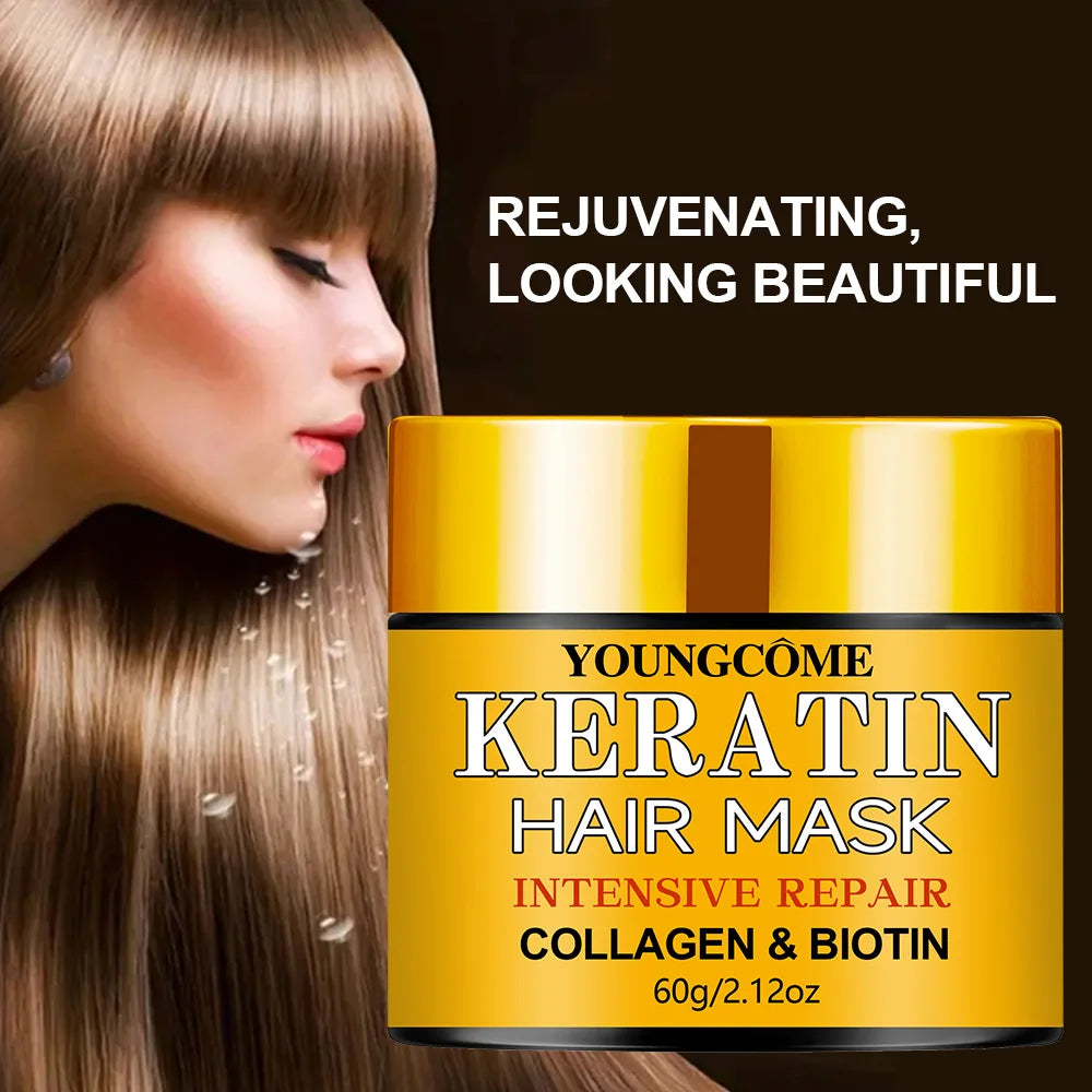 Biotin Collagen Keratin Hair Mask for Dry Damaged Hair, Deep Repair Conditioning Treatment with Nourishing Essential Oils dylinoshop