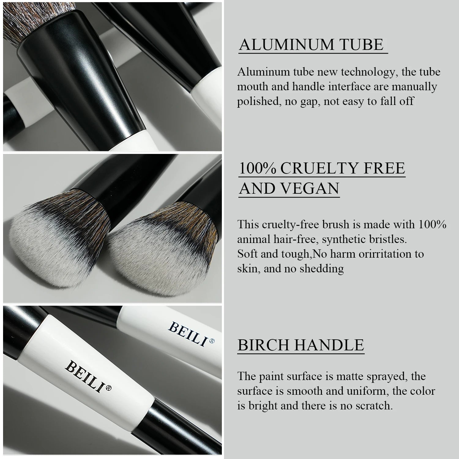 BEILI Dual-ended Makeup Brush Set Professional 12 Pcs Vegan Contour Foundation Powder Eyebrow Bronzer Brushes Cosmetics Kit
